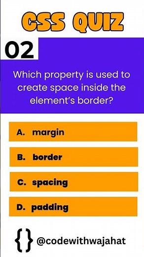 Which CSS property is used to create space inside the element’s border? 📦 | CSS Basics #shorts