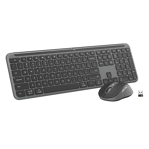 Logitech MK955 Signature Slim Wireless Keyboard and Mouse Combo, for Larger Hands, Quiet Typing and Clicking, Switch