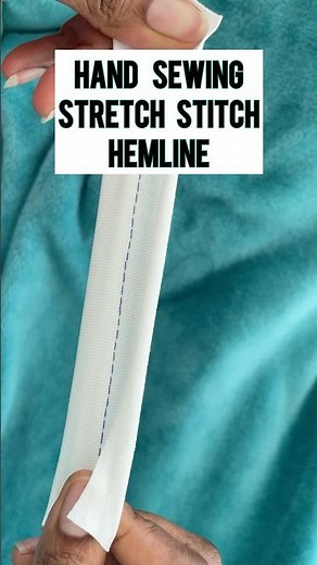 Hand sewing stretch stitch hemline on stretchy fabric #sewing #sewinghacks #sewingtips