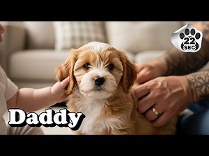 Baby Learns to Love Our Cavapoo Puppy Luna