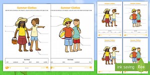Summer Clothes Labeling Differentiated Worksheets