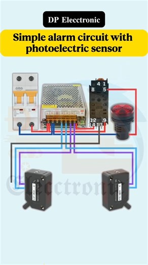 simple Aram circuit with photoelectric sensors #youtube #vairalvideo #industrialelectrician #wiring
