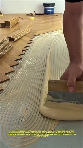 Professional Flooring Installation! Perfect Adhesive Application for Wood Flooring 🔥.