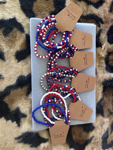 USA Flag Colors Bracelet Set- Fourth of July Jewelry 4pc - Etsy