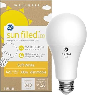GE Sun Filled LED Light Bulb, 60 Watt, Soft White, A21 (1 Pack) - Amazon.com