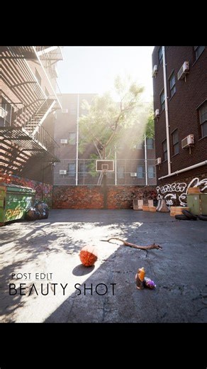 Blender Cycles || Photoreal Renders || Back Alley Basketball Court #basketball #blender3d
