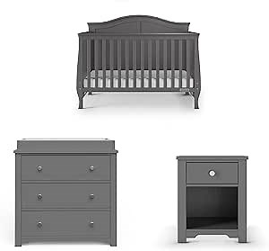 Child Craft Camden Crib, Dresser, and Nightstand Nursery Set, 3-Piece, Includes 4-in-1 Convertible Crib, 3 Drawer Dresser, and Nightstand, Grows with Your Baby (Matte White)