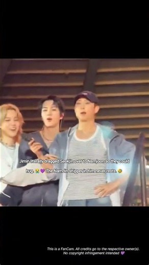 Jimin literally dragged Seokjin over to Namjoon so they could hug. 😭💜 #bts #kpop #shorts #fyp
