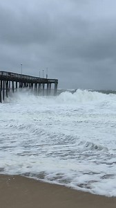 Rough surf and winds at the Ocean City fishing pier. For more information on this weekend storm : https://www.oceancity.com/ocean-city-braces-for-powerful-noreaster-heavy-rain-coastal-flooding-and-high-winds-expected/ | OceanCity.com