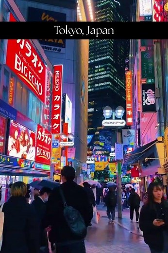 Tokyo Night Street: Neon Lights Reflected on Wet Shinjuku/Shibuya Roads