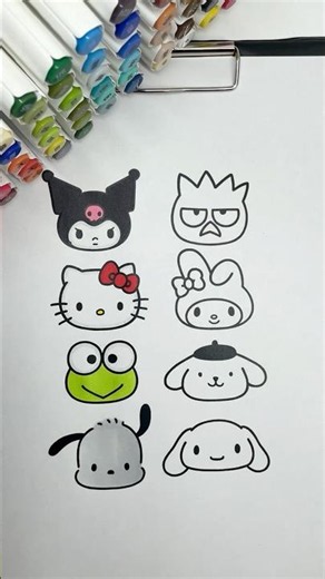 REVERSE Coloring Sanrio Characters 😍🎀 #sanrio #reversecoloring #coloringtime #markers #kidsart