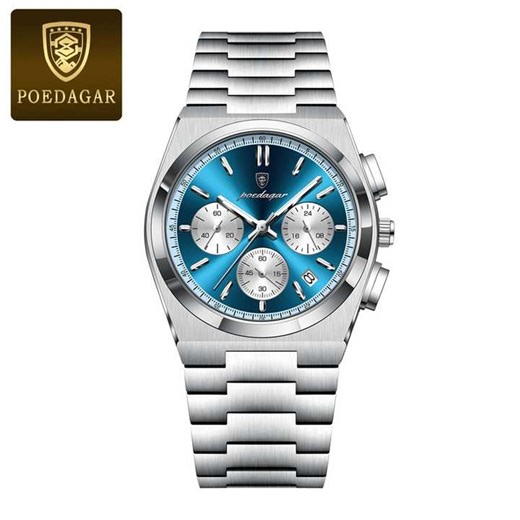 New Arrival POEDAGAR 970 Luxury Male Reloj Stainless Steel Waterproof Chronograph Mens Quartz Watch
