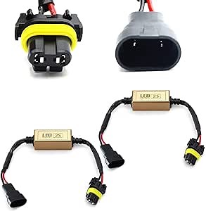 iJDMTOY 9006 HB4 Bulb Size LED CAN-Bus Anti Flicker Resistor Canceller Decoders (Plug-In-Play)