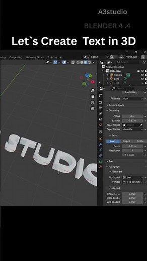 Create 3D Text in Blender😀#viralshorts #3dmodeling #blender3d