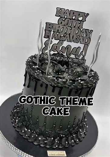 Gothic Theme Cake #gothicstyle #gothiccake #blackandsilvercake