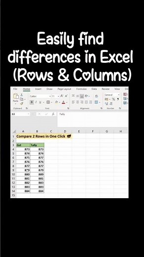 Compare rows & columns in Excel in seconds ⚡ | No formulas needed