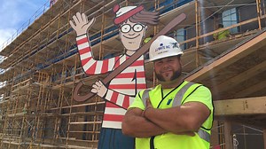 11M views · 90K shares | A construction worker is hiding a giant 'Where's Waldo' cutout across from a children's hospital for kids to find. | For Good's Sake | Facebook