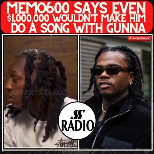 SSZRADIO ©️ on Instagram: "Memo 600 declares he would turn down $1 Million offer from Gunna for a collaboration 😳 Thoughts 🤔⬇️ #memo600 #gunna #fyp 🎥 @camcaponenews"