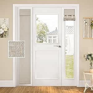 HOMEIDEAS Blackout Door Curtains for Sidelight 12x68 Inch Natural
