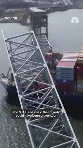 NTSB says an improperly placed wire label caused a power outage on a cargo ship before it crashed into Baltimore’s Francis Scott Key Bridge last year. The crash prompted the bridge to collapse, killing six construction workers. | NBC News