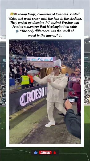 😳 Snoop Dogg Goes Wild With Fans at Swansea City — Preston Boss Cracks Weed Joke After 1–1 Draw.