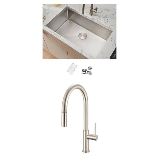 Ruvati Vestia Brushed Nickel Kitchen Faucet and Gravena 33 in. Undermount Stainless Steel Sink Combo - The Home Depot