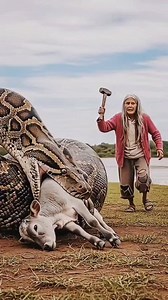 5.5M views · 259 reactions | Warrior Woman Fights Giant Snake to Save Calf #pets #animals #wildlife #snake | MGTC Farming | Facebook