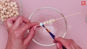 DIY wall hanging decor made with wooden beads