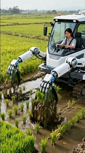 Ultra-Modern Robotic Rice Planting in Wide Paddy Fields #shorts #agriculture #agritech #agrifuture