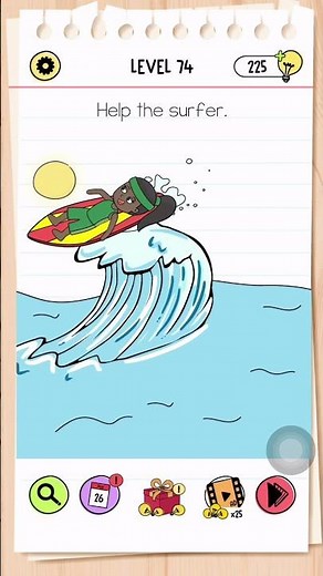 Brain Test All Star Level 74 Answer | Help the surfer