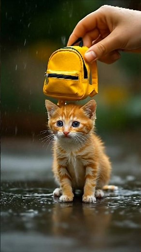 🎒 Orange Kitten with a Yellow Backpack — Adventure Time! 😻✨