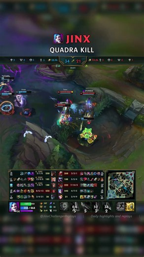 Jinx QUADRA KILL | KR Grandmaster Patch 26.20 #shorts