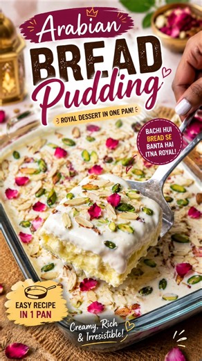 Arabian Bread Pudding Recipe 😍 | Easy Royal Dessert #shorts