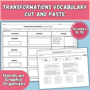 Transformations on the Coordinate Plane | Vocabulary Activity | Grades 8-10