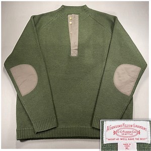 Filson Wool Henley Guide Pullover Sweater w/ Elbow Patches - Mens XL