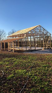 One side Lean-to rafters are up! It’s coming slowly but surely #fyp #diy #polebarn #construction | Double Take Pros