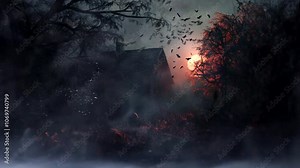 halloween background animation with the concept of spooky. Seamless looping time-lapse virtual 4k video animation background