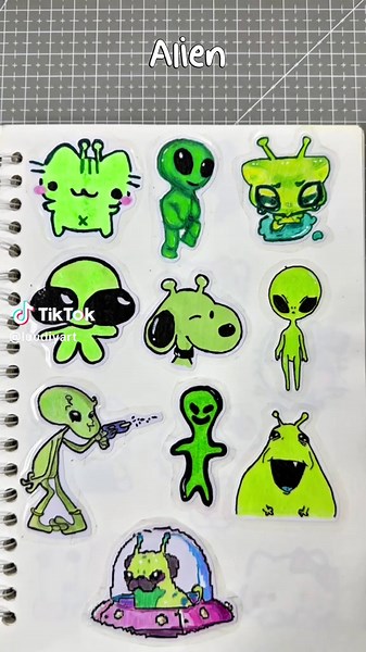 Alíen stickers part 15 #diy #stickers #aliens #alien #easy