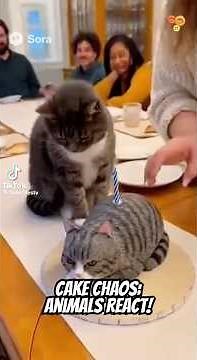 Funny Animals vs. Cake: You Won't Believe Their Reactions! (promises surprise) cr: famefilestv 🐈