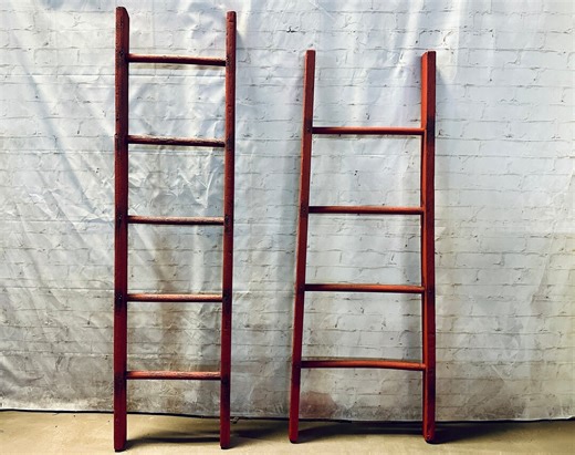 Choose From 2 Red Vintage Wooden Ladder – Rustic Farmhouse Display, Quilt Rack - Etsy