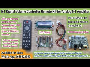 PT2258 Six Channel Digital Volume Control Remote kit with LCD Display & FT003 5.1 Decoder Merging