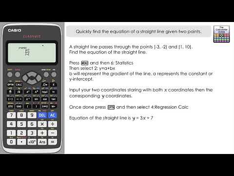 Quick Way To Find The Equation Of A Line Given Two Points | Casio fx-991EX Classwiz (Regression)