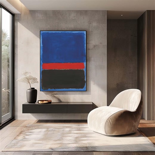 Mark Rothko Style, Blue and Black Abstract Canvas Wall Art Print, Modern Minimalist Color Block Painting, Contemporary Statement Home Decor - Etsy