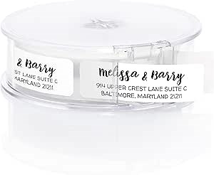 Amazon.com : White Modern Rolled Address Labels/Roll of 500 Personalized Address Labels/Designer Return Address Stickers in Elegant Plastic Dispenser : Office Products