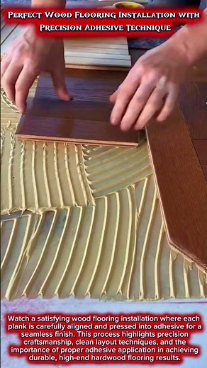 Perfect Wood Flooring Installation with Precision Adhesive Technique #carpentry #woodworking