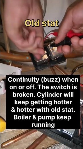 Water too HOT cylinder thermostat diagnose & replace. unvented. #plumbing