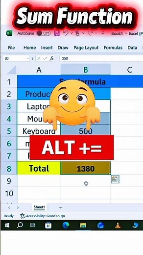 Excel SUM Formula | Easy 2 Methods to Add Numbers #sumformula#shortcutkeys#microsoftexcel#exceltips