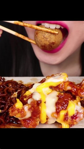 Delicious ASMR Chicken Noodle Eating | Spicy Cheese Noodles