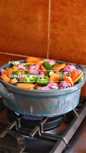 Receta de chiles en vinagre caseros o chiles jalapeños en escabeche Ingredientes: 3 cucharadas de aceite de oliva 2 dientes de ajo 1 cebolla mediana 12 chiles jalapeños 2 zanahorias 1/2 cabeza de coliflor pimienta gorda, tomillo, laurel, clavo y orégano 2 tazas de agua 1 taza de vinagre sal | Y POLA COCINA ASÍ
