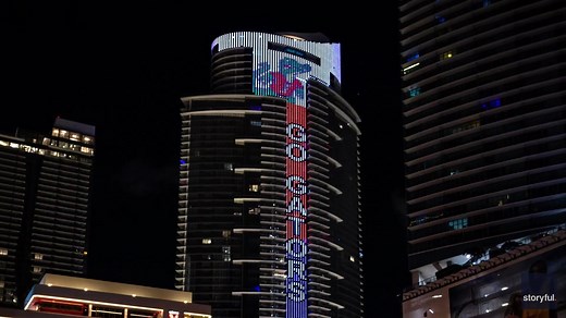 Miami skyscraper lights up as Gators make NCAA Championship run